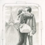 This had to be on the first trip Joy and I took to Paris, sometime in the 1970s. The drawing is based on a small, faded color photo and I don’t recall who took it. 