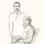 A photographer friend took our wedding pictures. He set us up very formally to look old fashioned, which is belied by Joy’s mini-wedding dress (which she designed and my father’s dress company made), and my fitted Edwardian “mod” suit. I cut my usually long hair for the wedding, and Joy had daisies entwined in hers. 